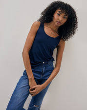 Regata Basic Viscose Lisa - Azul Marinho