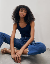 Regata Basic Viscose Lisa - Azul Marinho