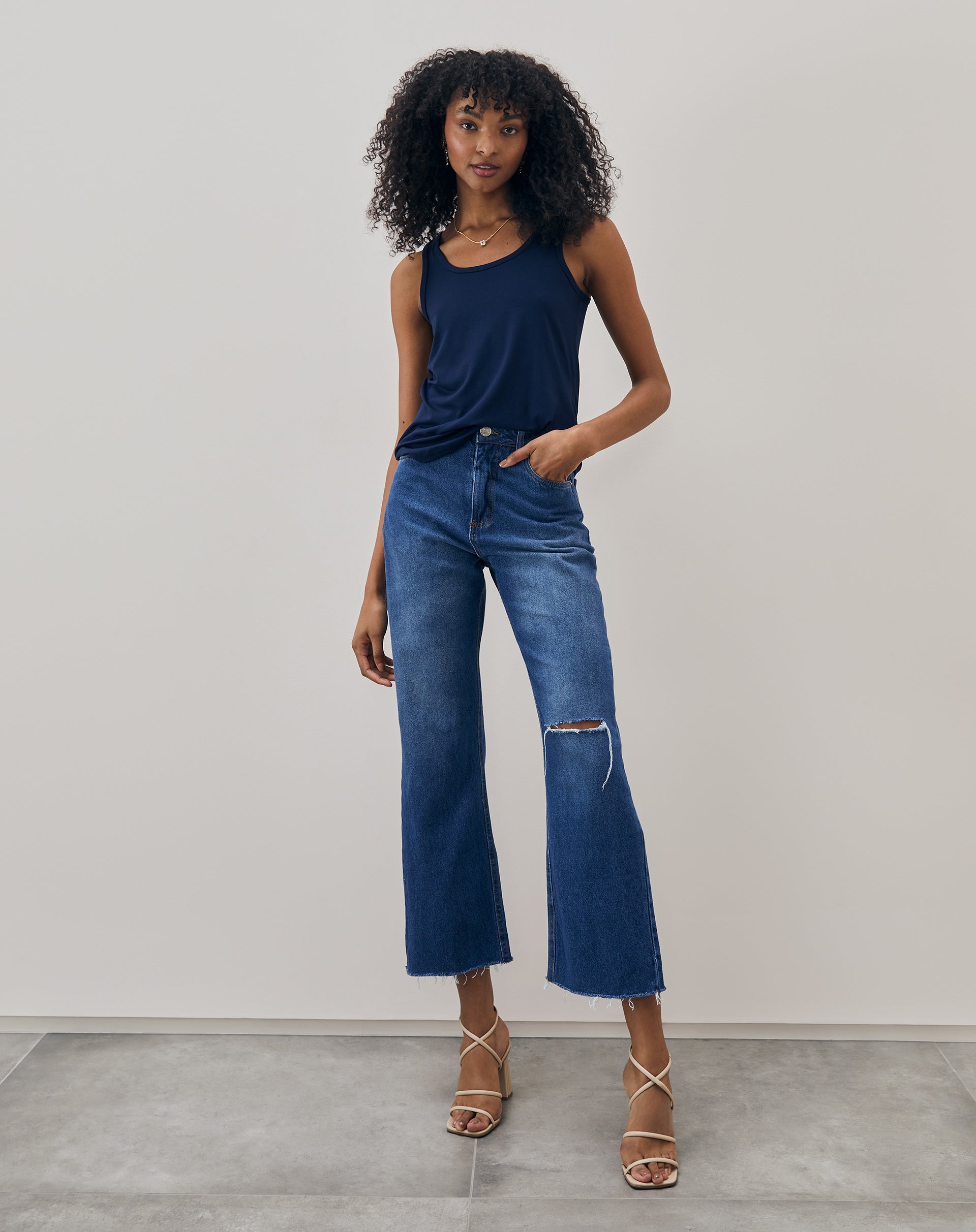 Regata Basic Viscose Lisa - Azul Marinho