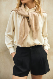 SUÉTER CASHMERE DELUXE GOLA CARECA - CAQUI