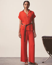 Calça Pantalona de Viscose - Vermelha