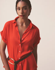 Camisa Manga Curta de Viscose - Vermelha