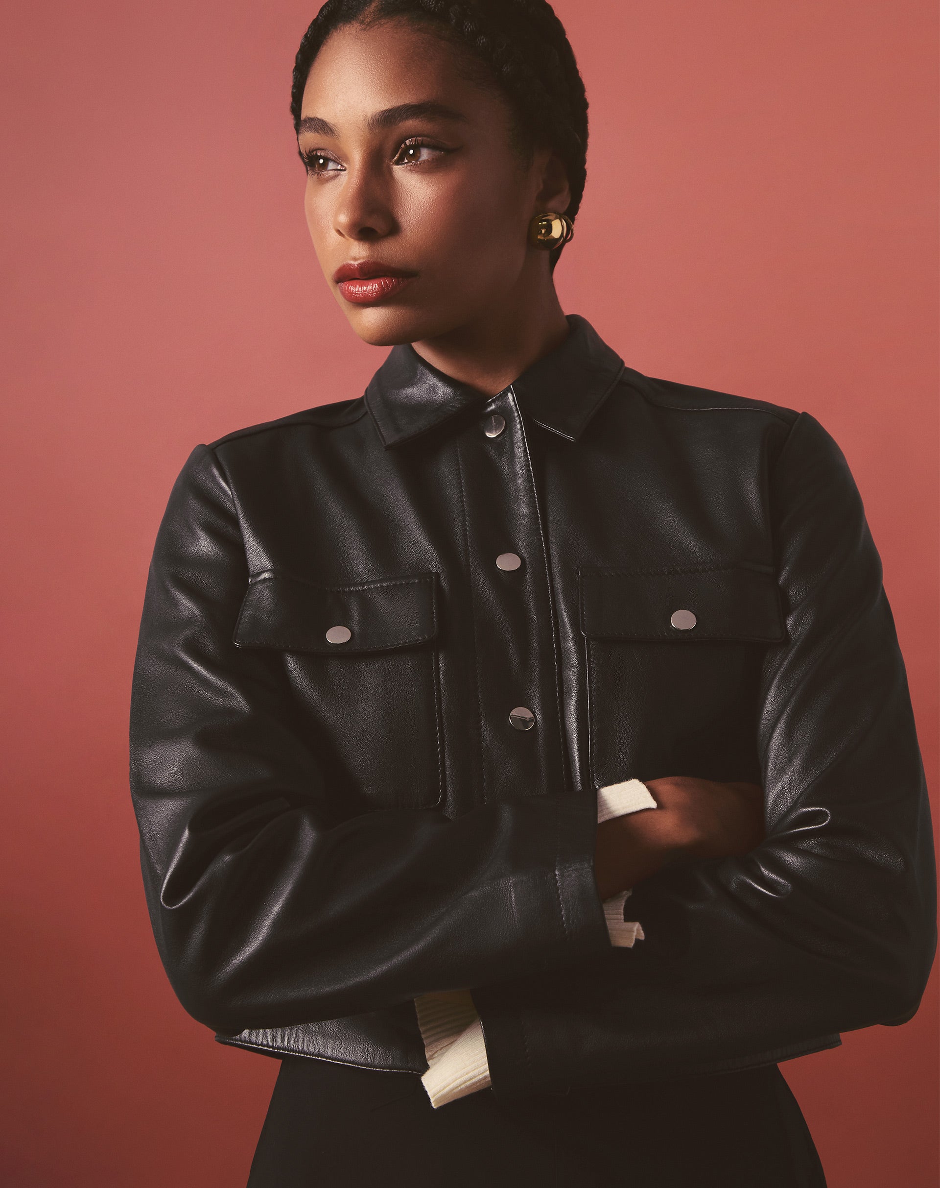 JAQUETA DE COURO DELUXE 2 BOLSOS - PRETO