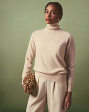 SUÉTER CASHMERE DELUXE GOLA ALTA  - AREIA