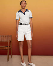 BERMUDA JEANS RETA - OFF-WHITE