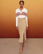 SUÉTER GOLA POLO MANGA LONGA LISTRADO - OFF-WHITE