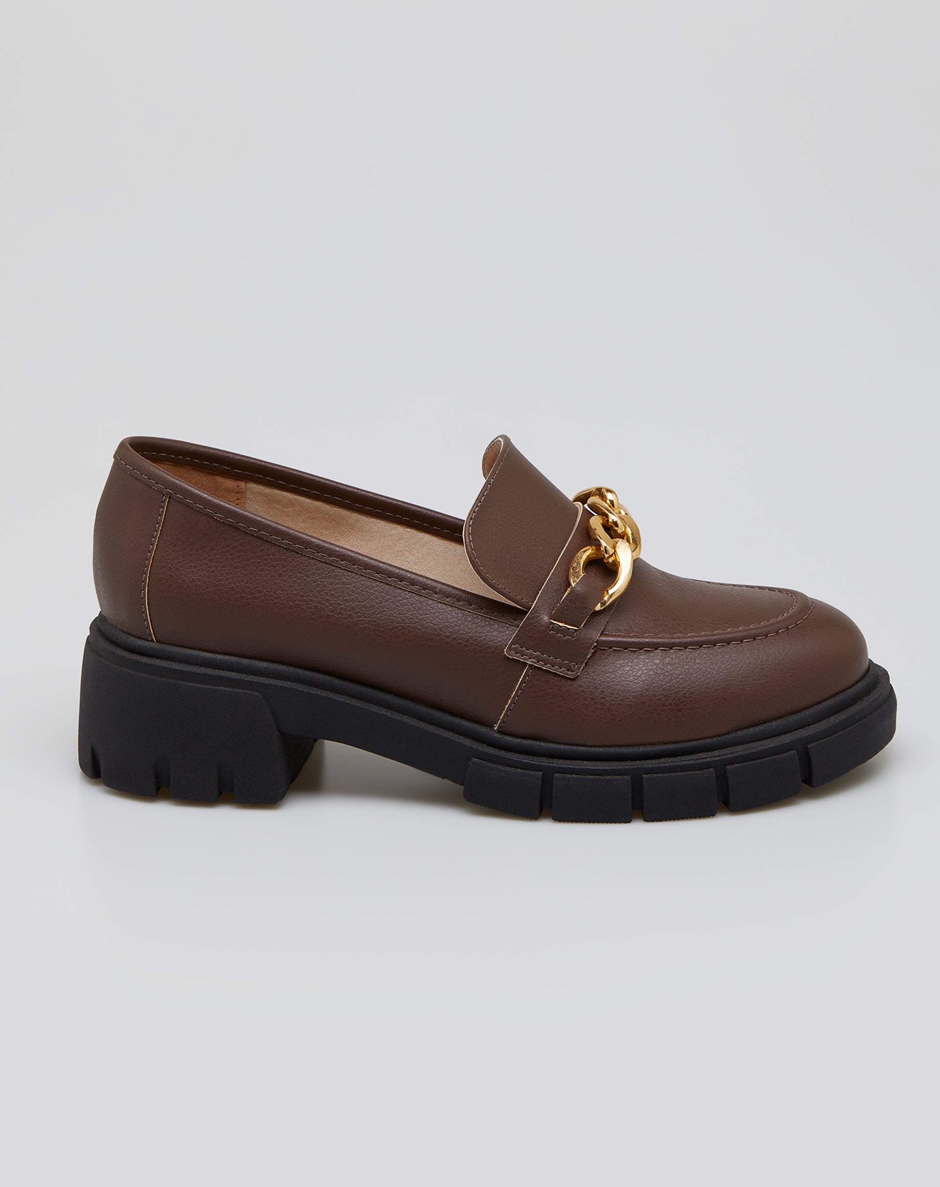 MOCASSIM CHUNKY COM CORRENTE DE METAL - CAFE