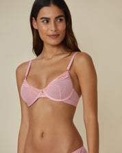 Sutiã Meia Taça Babado Renda - Rosa