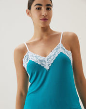 Conjunto de Pijama Curto com Detalhes em Renda  - Petróleo