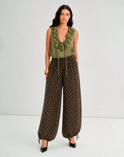 Calça Aladim de Chiffon - Verde Escuro