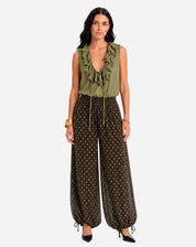 Calça Aladim de Chiffon - Verde Escuro
