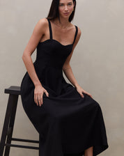 Vestido Alfaiataria com Pregas - Preto