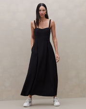 Vestido Alfaiataria com Pregas - Preto
