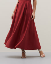 Vestido Alfaiataria com Pregas - Vinho
