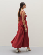 Vestido Alfaiataria com Pregas - Vinho