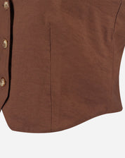 Colete Alfaiataria Decote V - Marrom Escuro