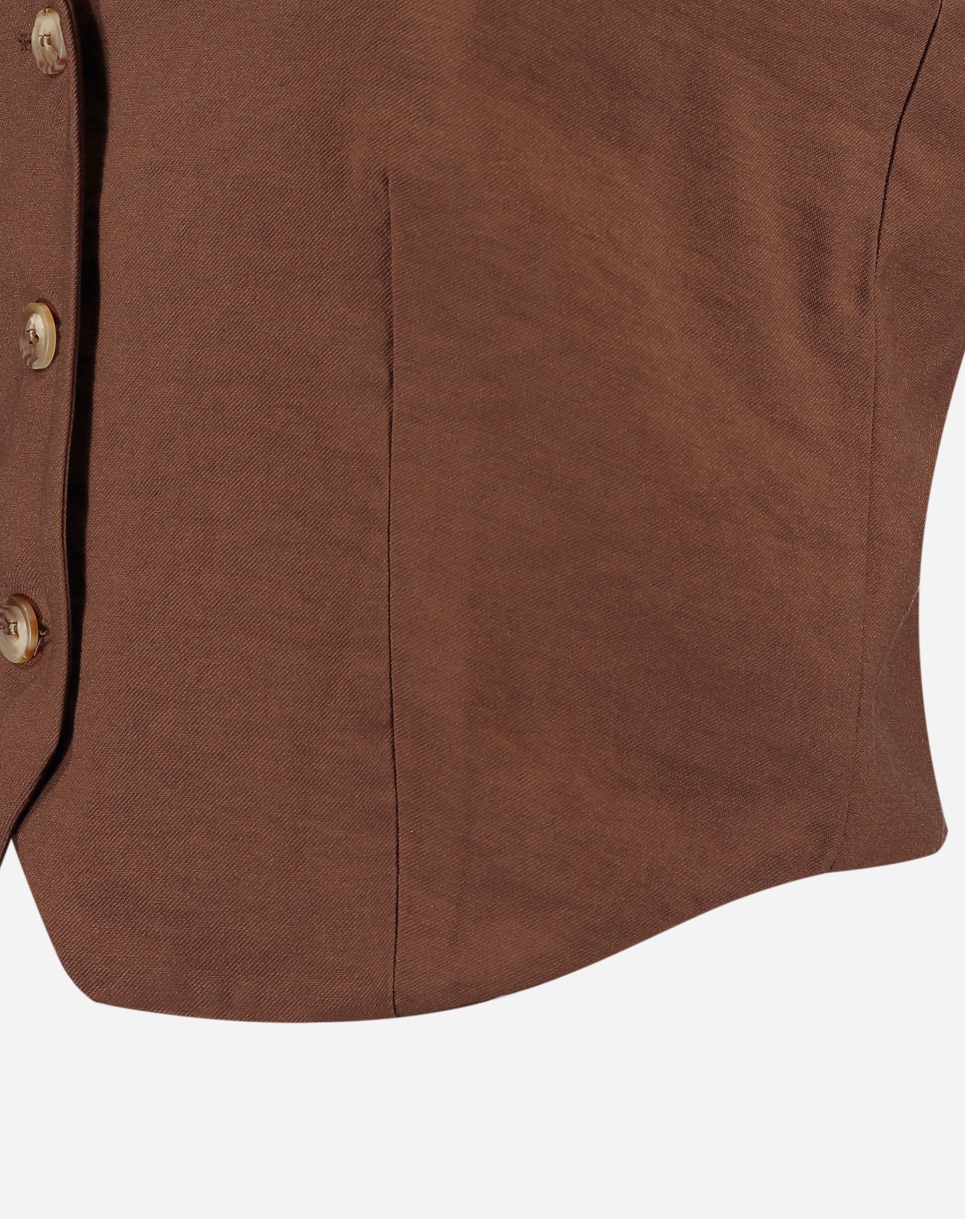 Colete Alfaiataria Decote V - Marrom Escuro