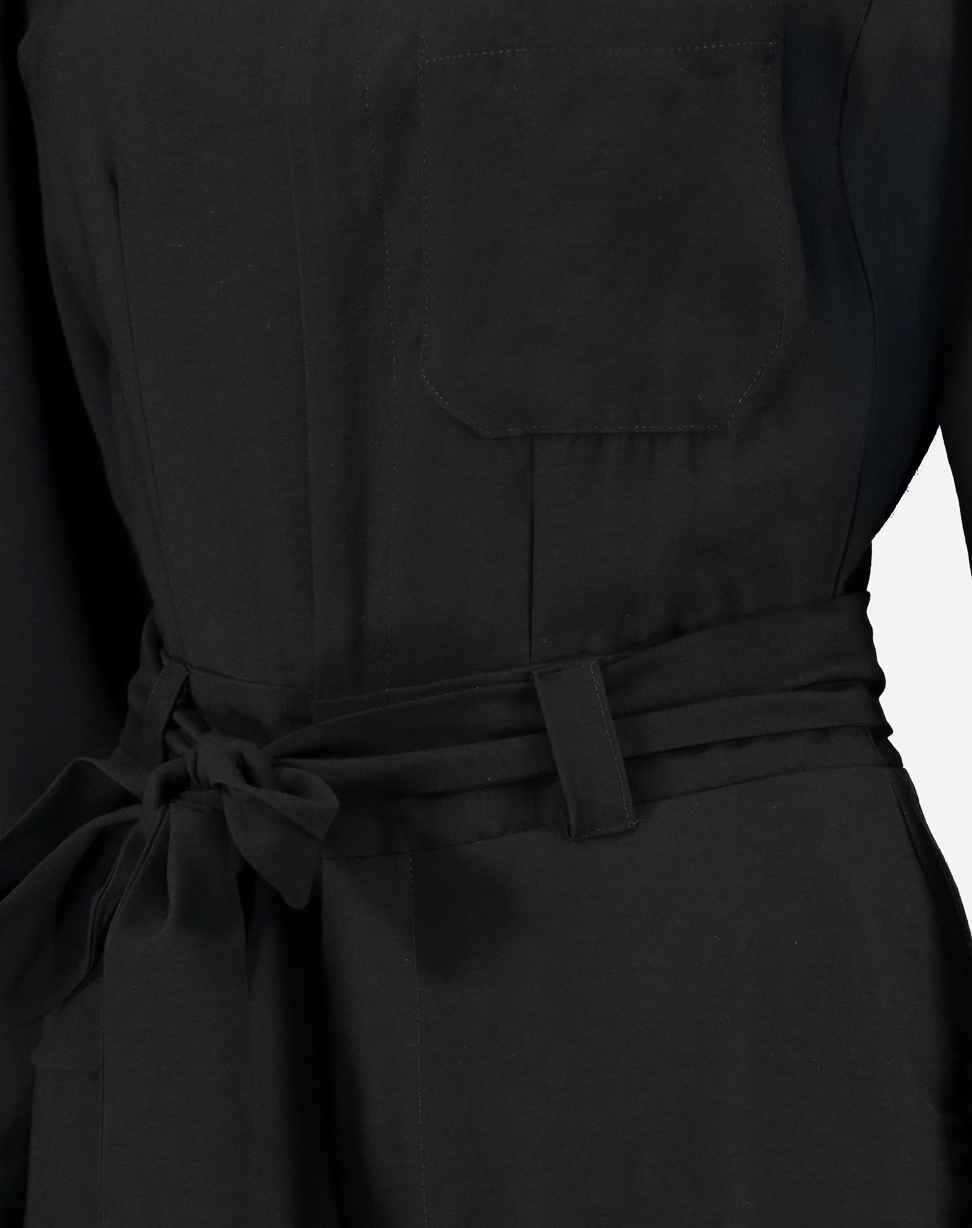 Macacão com Amarração na Cintura - Preto