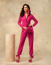 Macacão com Amarração na Cintura - Cereja