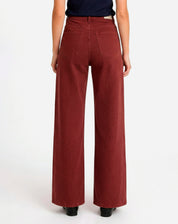 Calça Wide Leg Sarja - Vinho