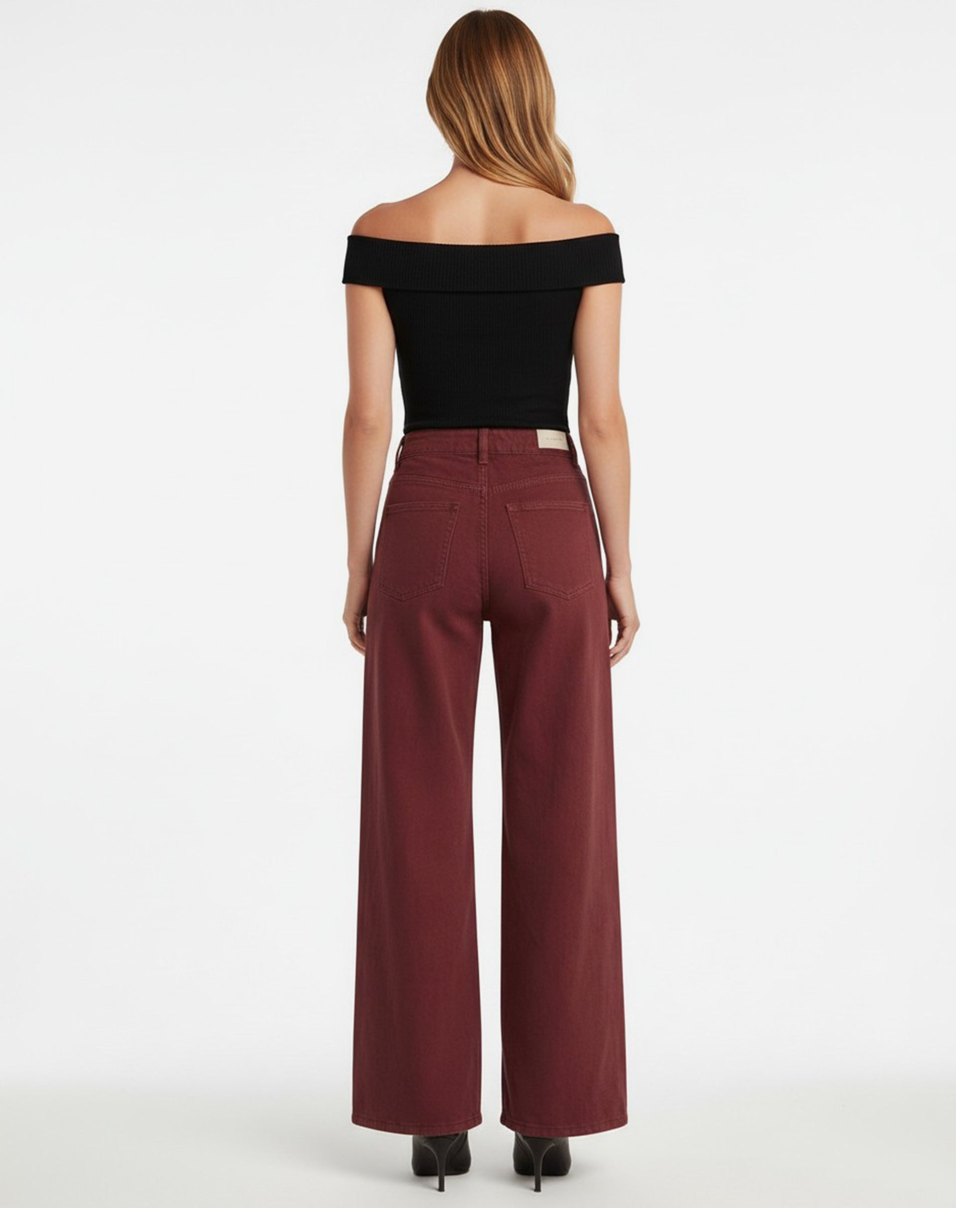 Calça Wide Leg Sarja - Vinho
