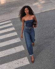 Calça Barrel Jeans - Azul Médio