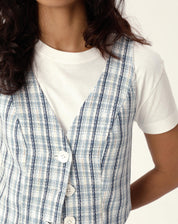 COLETE DECOTE V DE ALFAIATARIA - AZUL