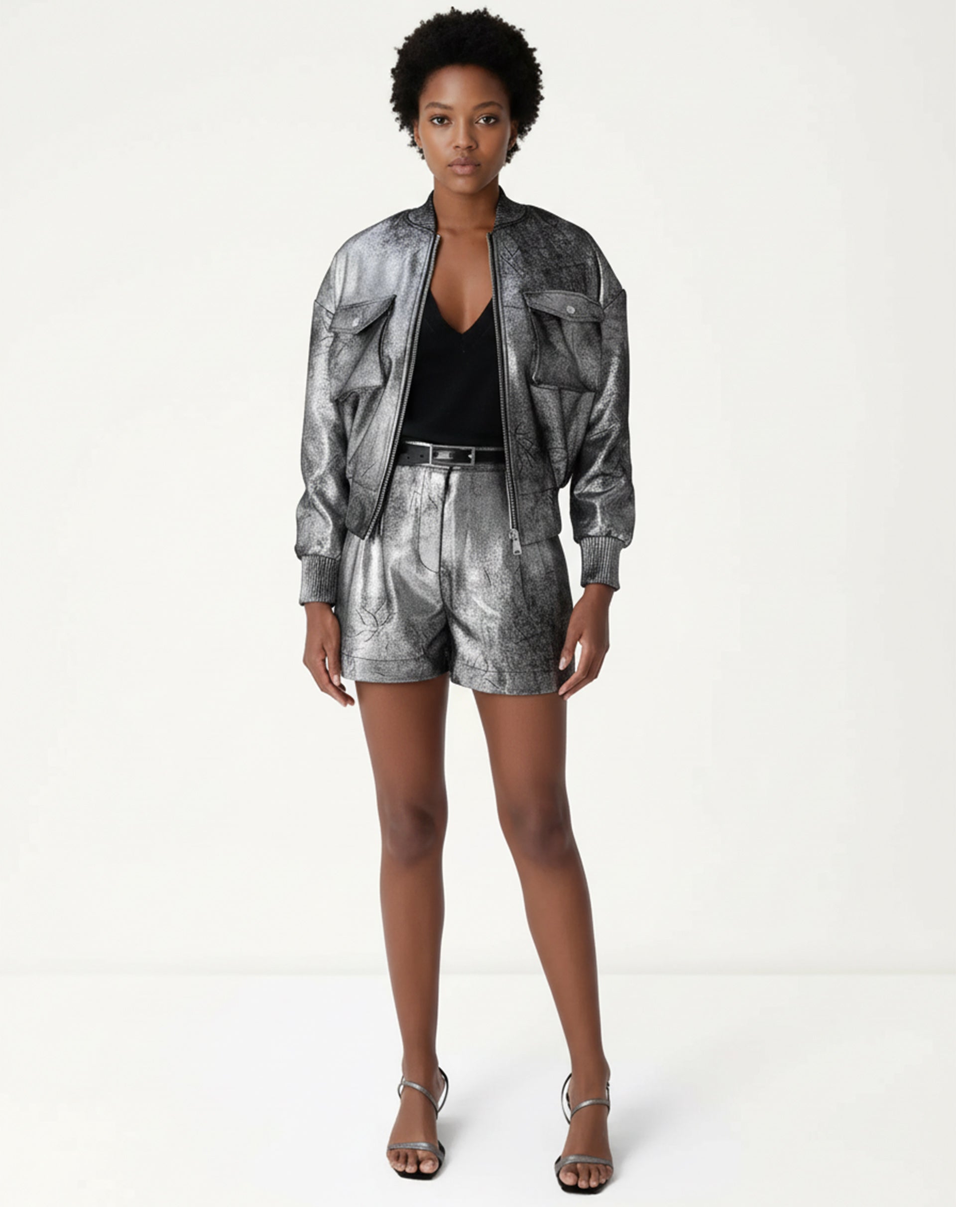 Jaqueta Bomber Metalizada - Prata