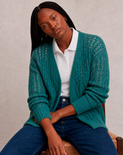 Cardigan Tricot Ponto Diferenciado - Verde