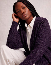 Cardigan Tricot Ponto Diferenciado - Roxo