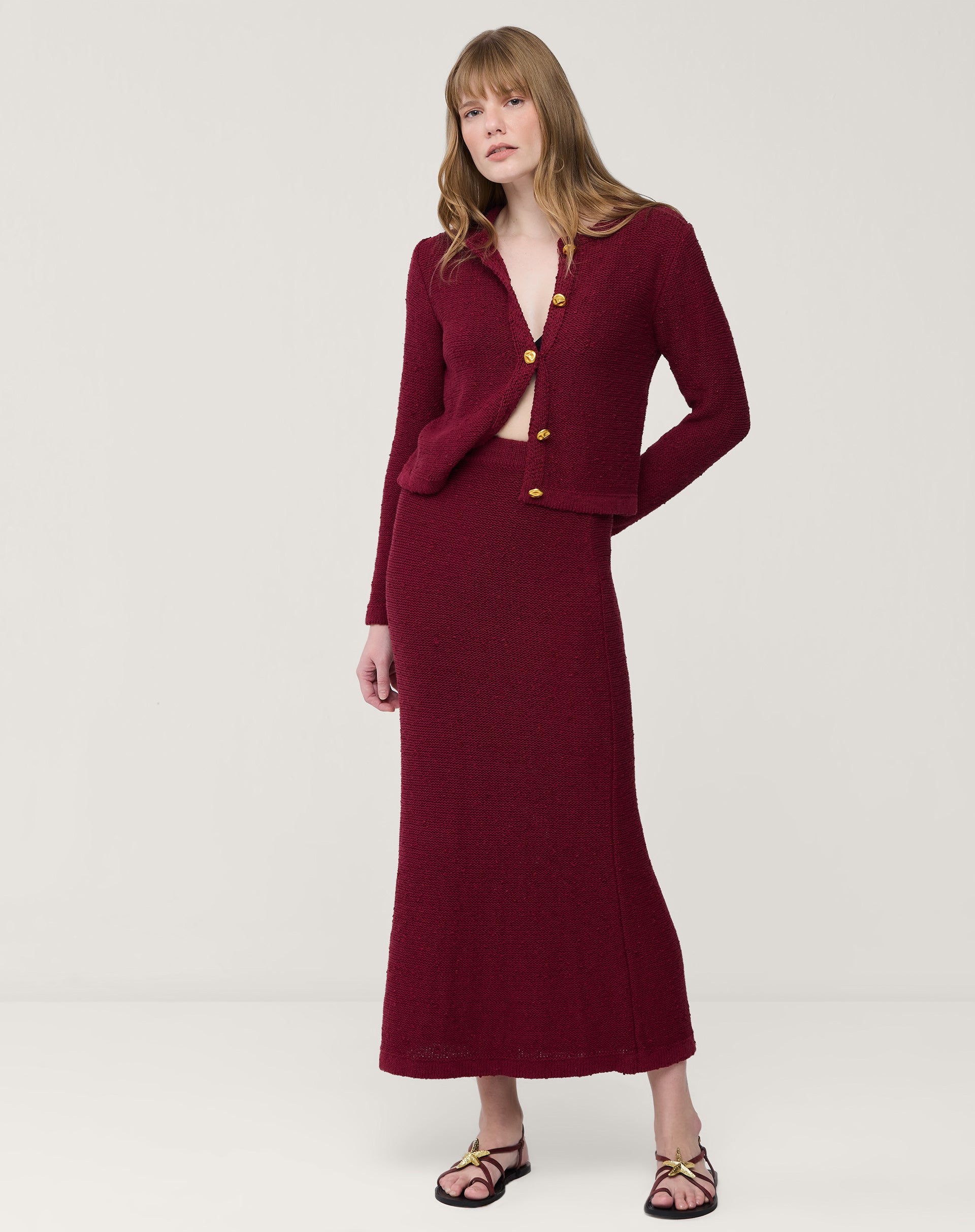 CARDIGAN TRICOT COM BOTÕES - VERMELHO