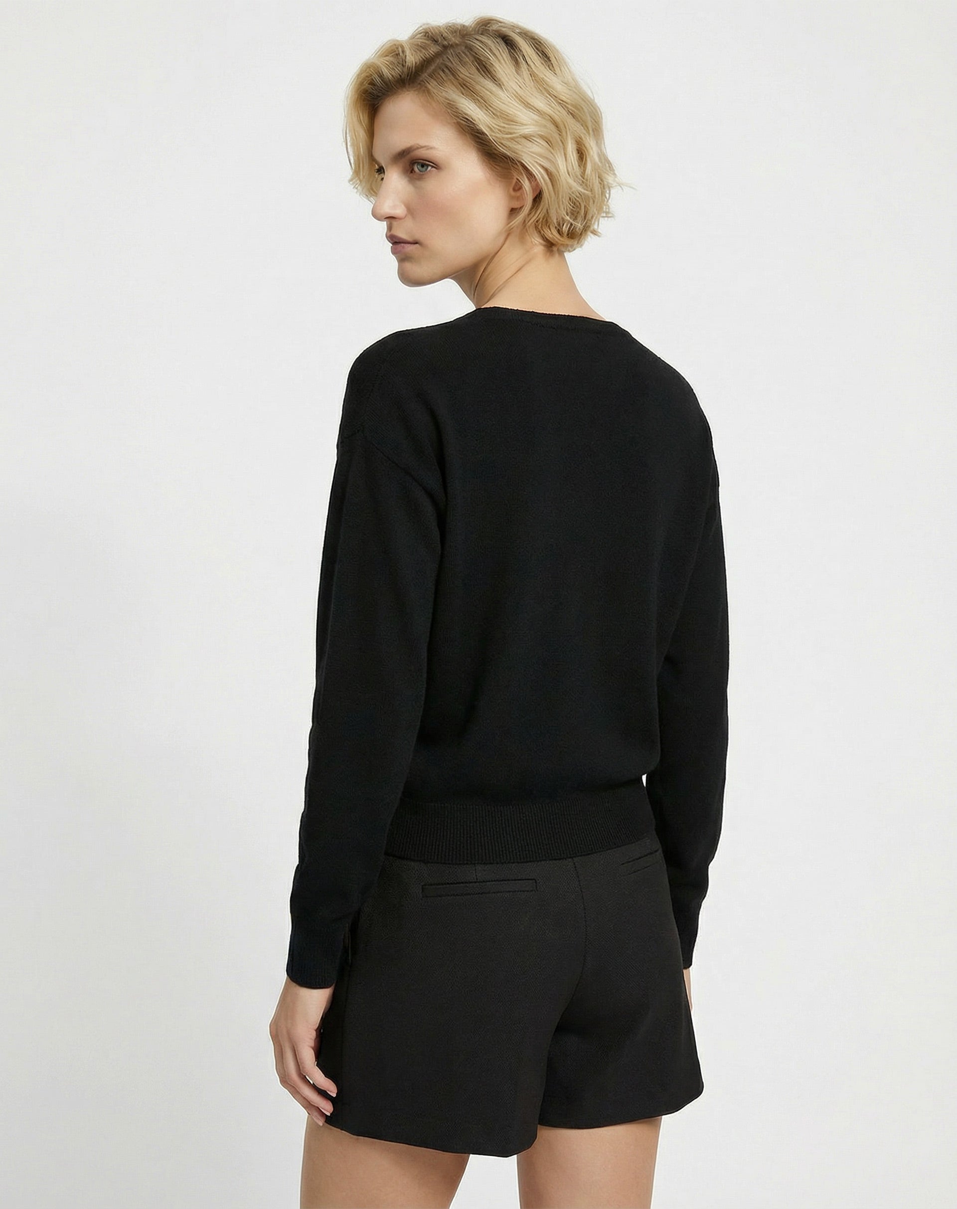 Suéter Cashmere Deluxe Gola Careca - Preto