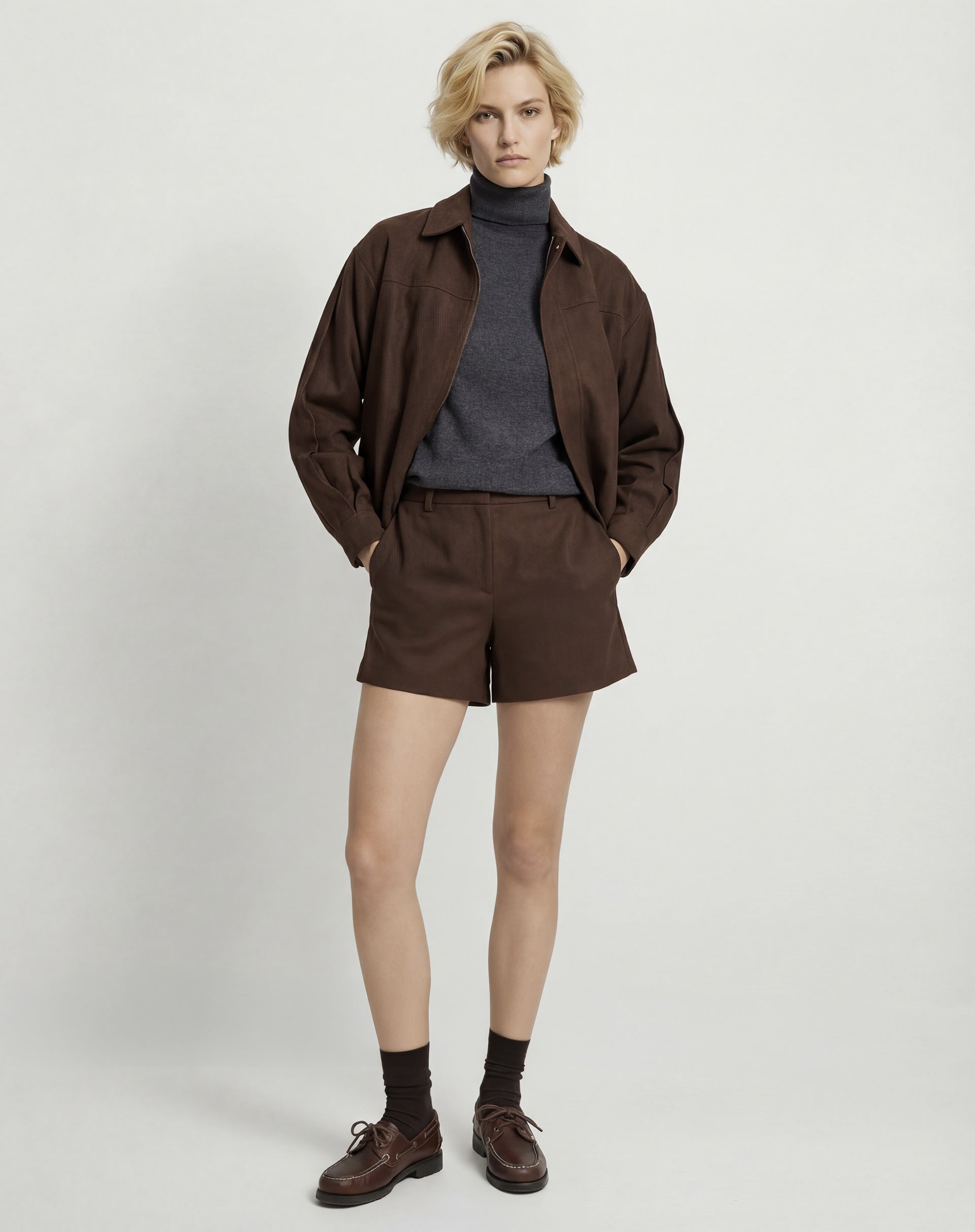 Suéter Cashmere Deluxe Gola Alta  - Cinza Mescla Escuro