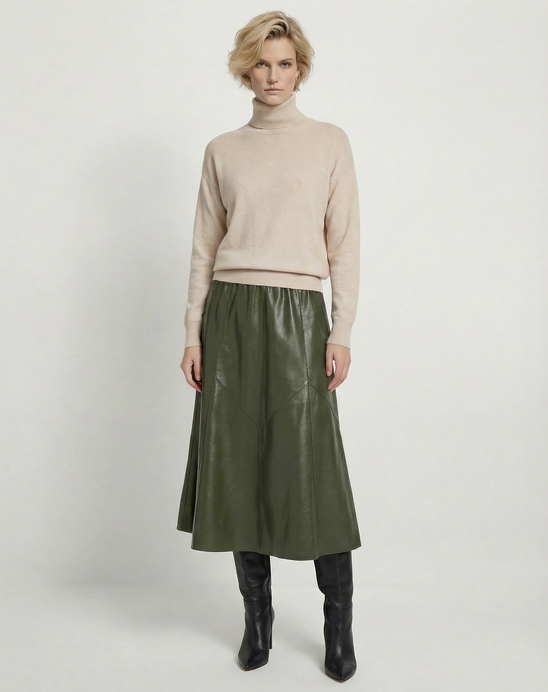 Suéter Cashmere Deluxe Gola Alta  - BEGE