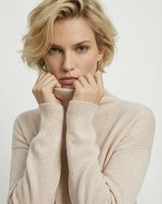 Suéter Cashmere Deluxe Gola Alta  - BEGE