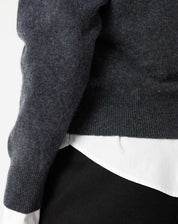 Suéter Cashmere Deluxe Gola V - Cinza Mescla Escuro