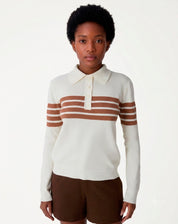 Suéter Gola Polo Manga Longa Listrado - Off White