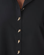Camisa Alongada com Fenda - Preto