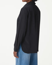 Camisa Alongada com Fenda - Preto