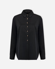 Camisa Alongada com Fenda - Preto