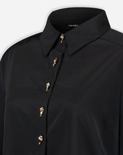 Camisa Alongada com Fenda - Preto