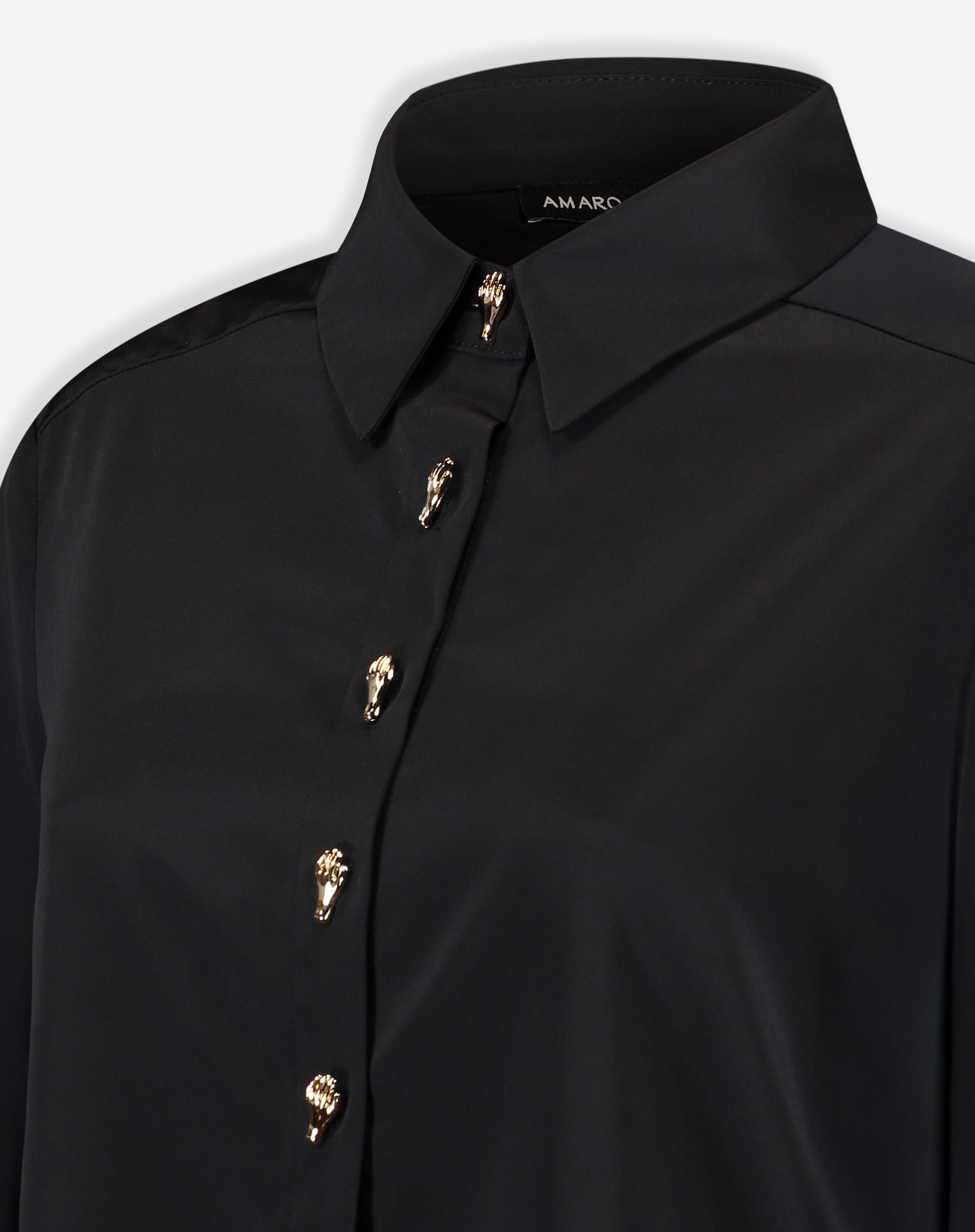 Camisa Alongada com Fenda - Preto