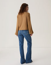 BLUSA MANGA LONGA DECOTE V - MARROM