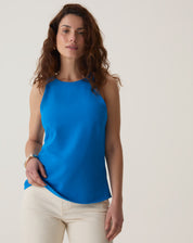 BLUSA SEM MANGAS DE CREPE - AZUL
