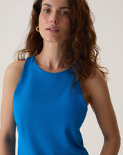 BLUSA SEM MANGAS DE CREPE - AZUL