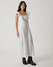 VESTIDO MIDI DE TRICOLINE - OFF-WHITE