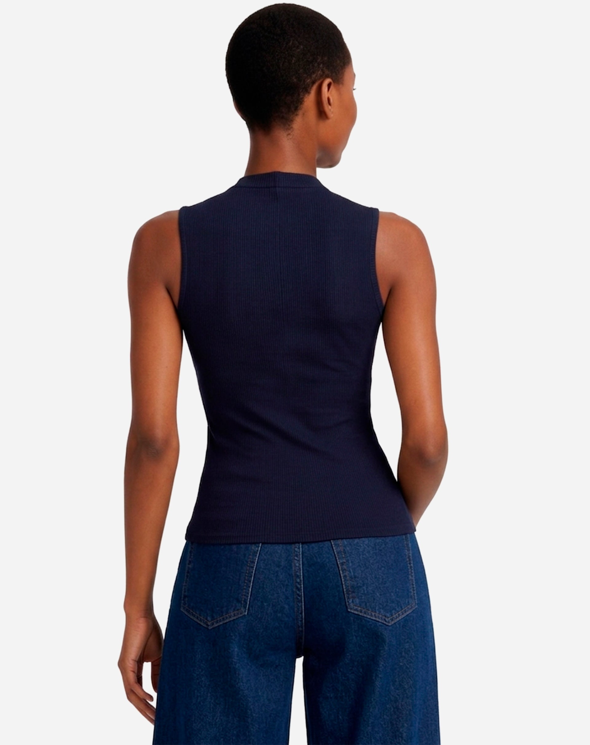 Blusa Gola Role de Malha - Azul