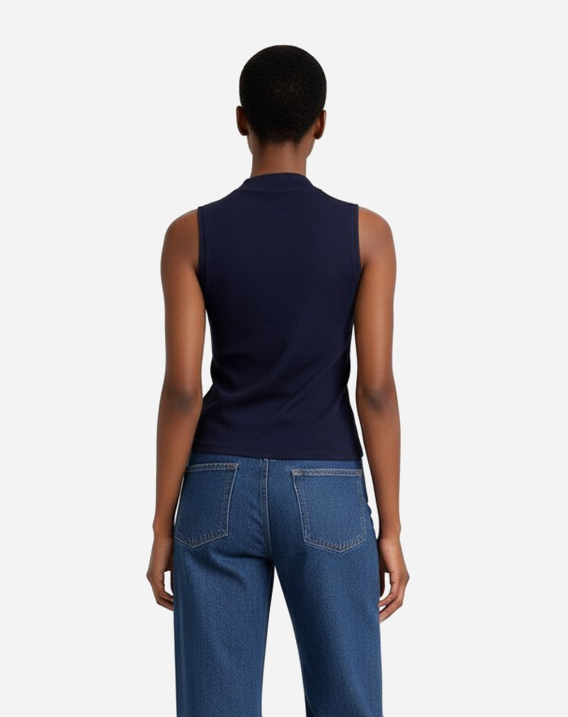 Blusa Gola Role de Malha - Azul