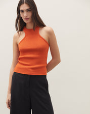 BLUSA COM DECOTE HALTER DE TRICOT - LARANJA