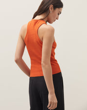 BLUSA COM DECOTE HALTER DE TRICOT - LARANJA